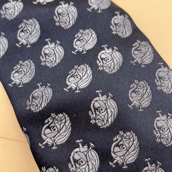 Charvet Silk Tie, Blue with Peacock Pattern, From France, Excellent Condition - Picture 3 of 3